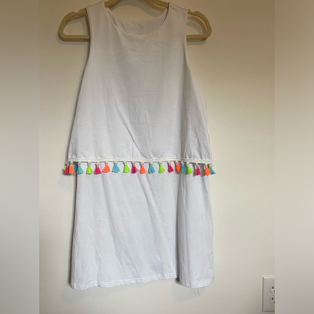 White Dress with Colorful Tassels